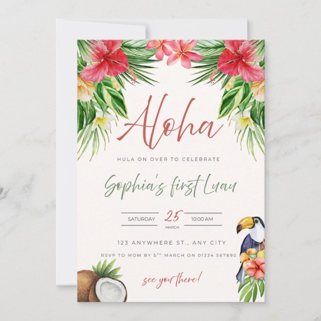 First Birthday Invitation - Aloha (Front)