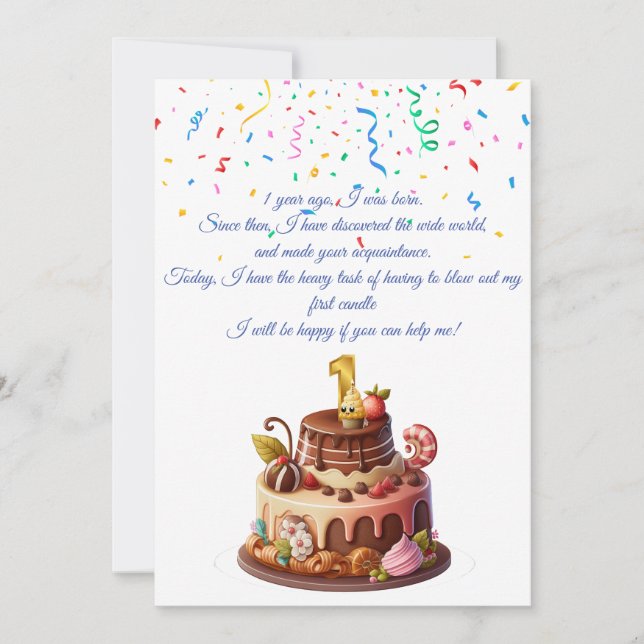 First Birthday Invitation Candle (Front)
