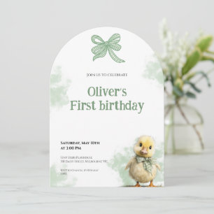 First Birthday Invitation Duck Bow Baby Birthday