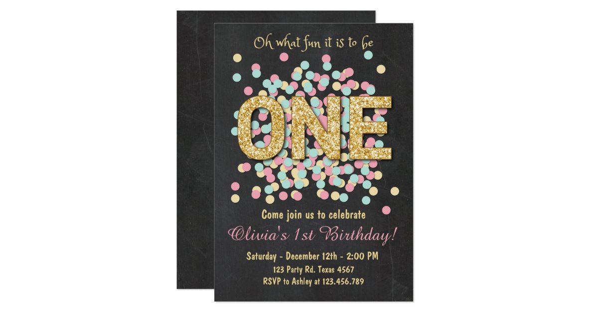 girl first birthday invitations announcements zazzle, Birthday invitations