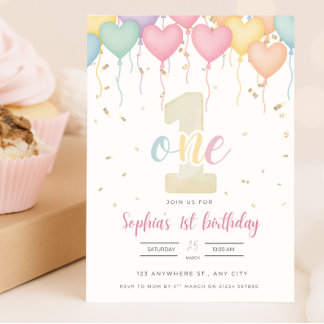 First Birthday Invitation - Pastel 5x7
