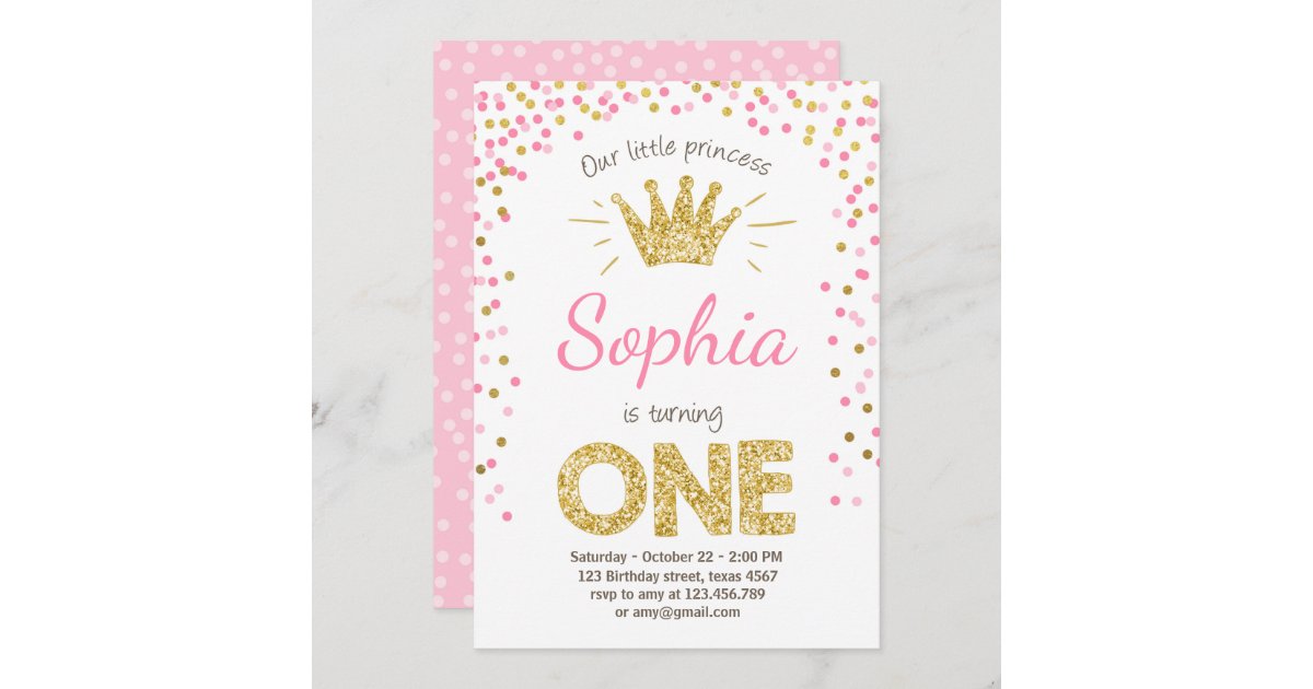 FLORAL PRINCESS TIARA pink DIGITAL PRINTABLE BIRTHDAY PARTY INVITATION