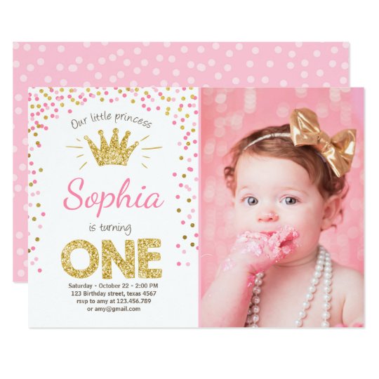 Pink First Birthday Invitations 2