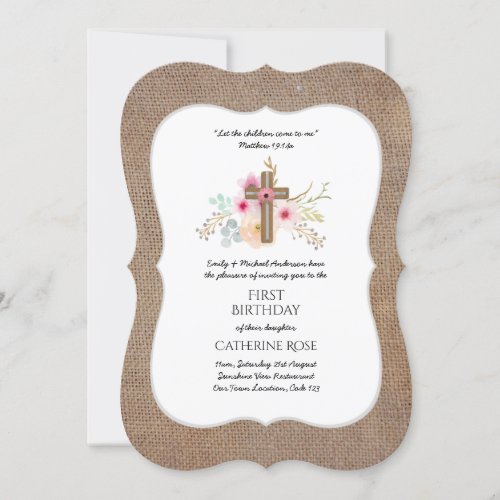 First Birthday Invitation Watercolor Floral