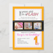 First Birthday Invitation with Photos One Year Old | Zazzle