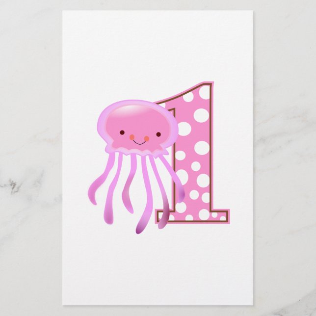 First Birthday Jellyfish Stationery (Front)