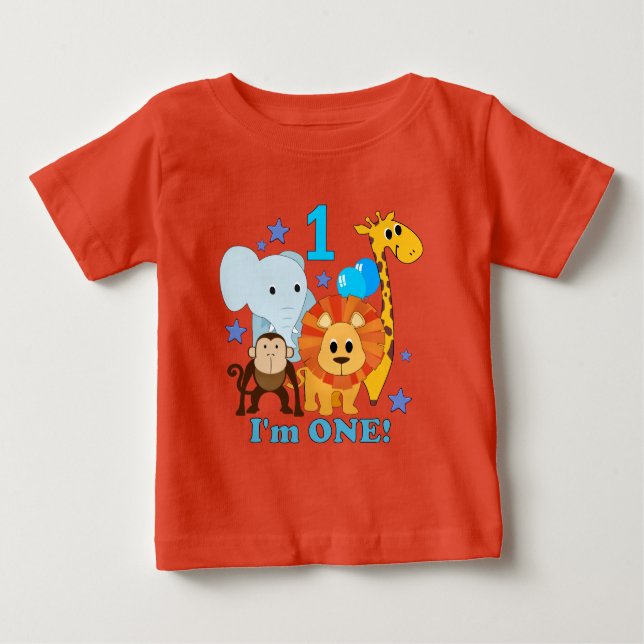 First Birthday Jungle Baby T-Shirt (Front)