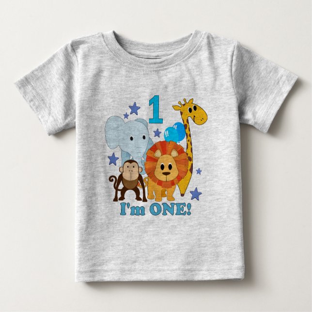 First Birthday Jungle Baby T-Shirt (Front)