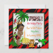 First Birthday Jungle Safari Wild Prince Ethnic Invitation (Front)