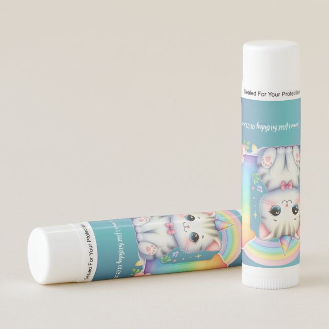 First Birthday Kitten Favor Lip Balm (Front)