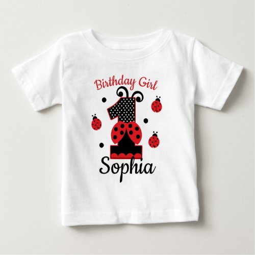 First birthday ladybug custom design baby T_Shirt