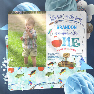 First Birthday Little Fisherman Fishing Photo Invitation