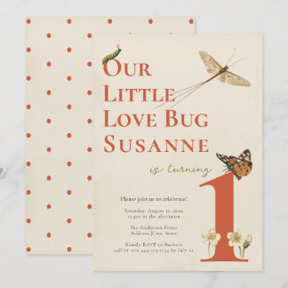 First Birthday Little Love Bug Baby Invitation