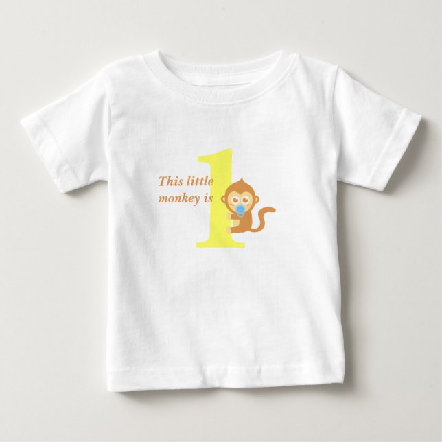 First Birthday, Little Monkey is One Baby T-Shirt (Front)