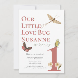 First Birthday Love Bug Baby Girl Invitation