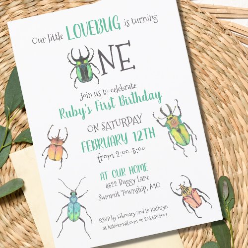 First Birthday Love Bugs Invitation