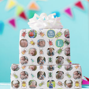 First Birthday Lovebugs Photo Wrapping Paper