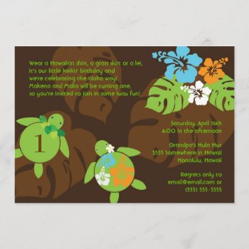 First Birthday Luau Invitation For Twins Boy And G by hapagirldesigns at Zazzle
