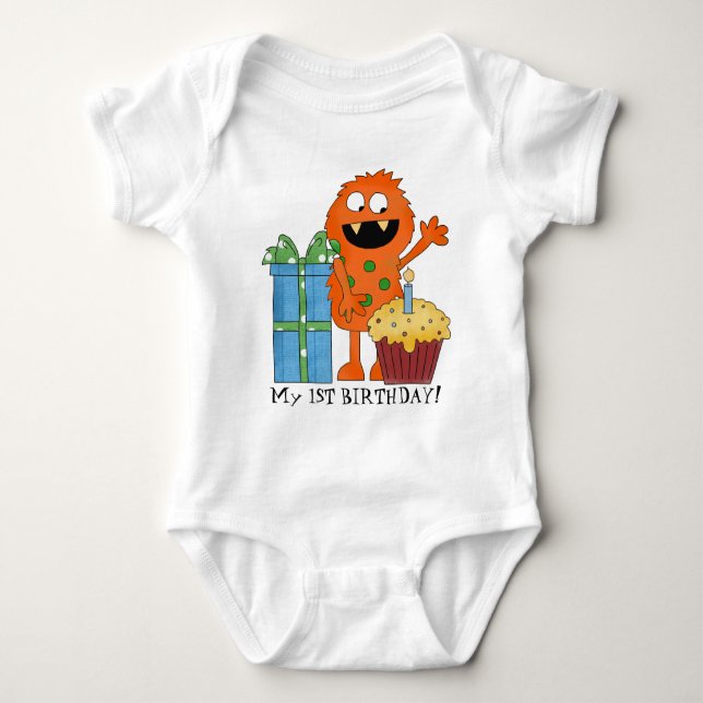 First Birthday Monster baby bodysuit (Front)