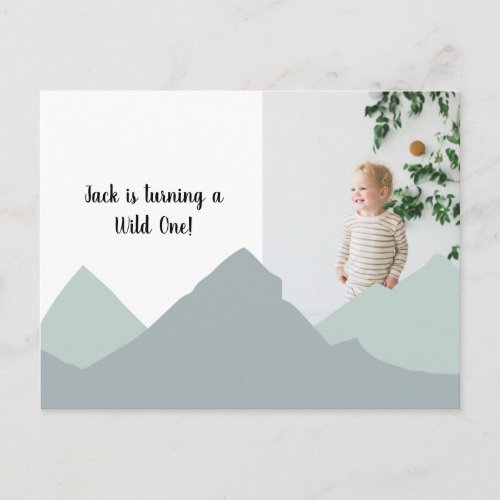 First Birthday Mountain Invitation Photo Post Card