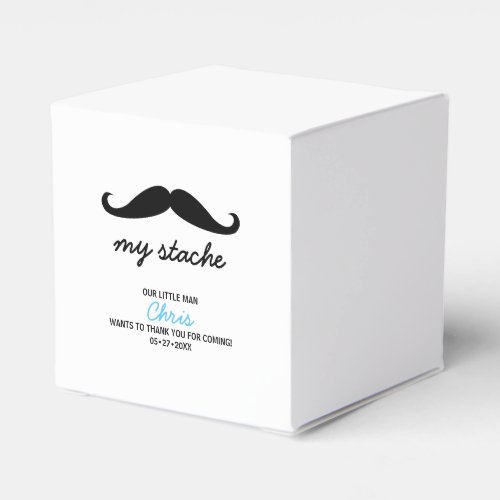First birthday moustache themed favor boxes