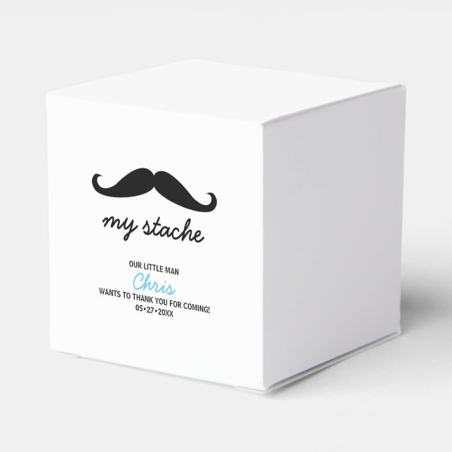 First birthday moustache themed favor boxes (Back Side)