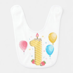 First Birthday Number One Illustration Baby Bib
