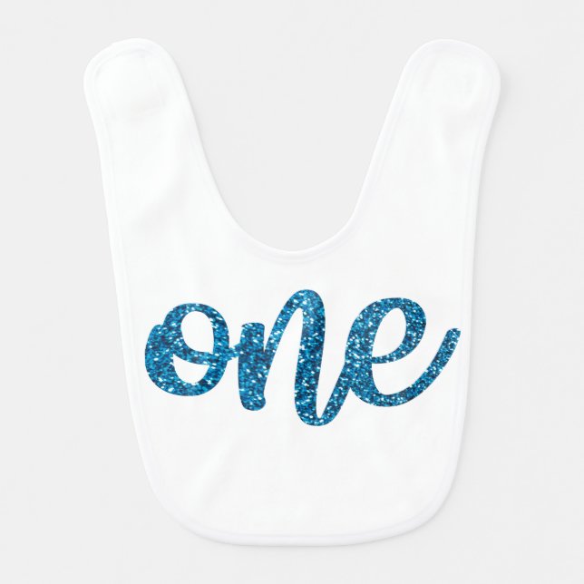 First Birthday One Boys Glitter Baby Bib (Front)