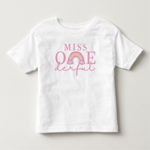 First Birthday One_derful Pink Rainbow  Toddler T_shirt