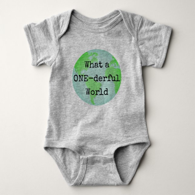 First Birthday One-derful World Earth Bodysuit (Front)