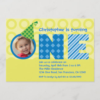 First Birthday "One" Photo Invitation