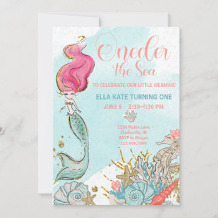 First Birthday ONEder the Sea Mermaid Birthday Invitation