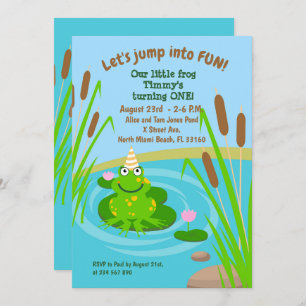 First birthday our little frog party   invitation