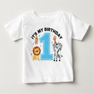 First Birthday Outfit for Boys Blue Number 1th Baby T-Shirt