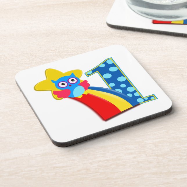 First Birthday Owl Drink Coaster (Left Side)