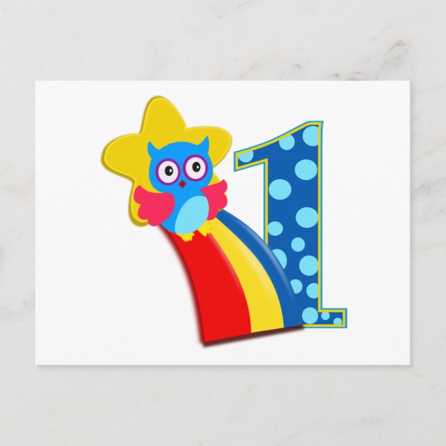First Birthday Owl Postcard (Front)