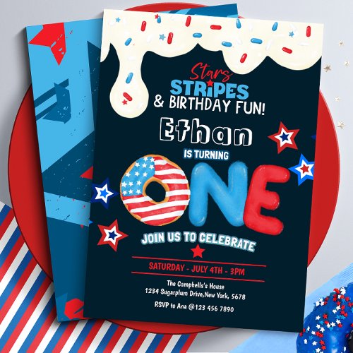 First Birthday Party 4th of July Invitation