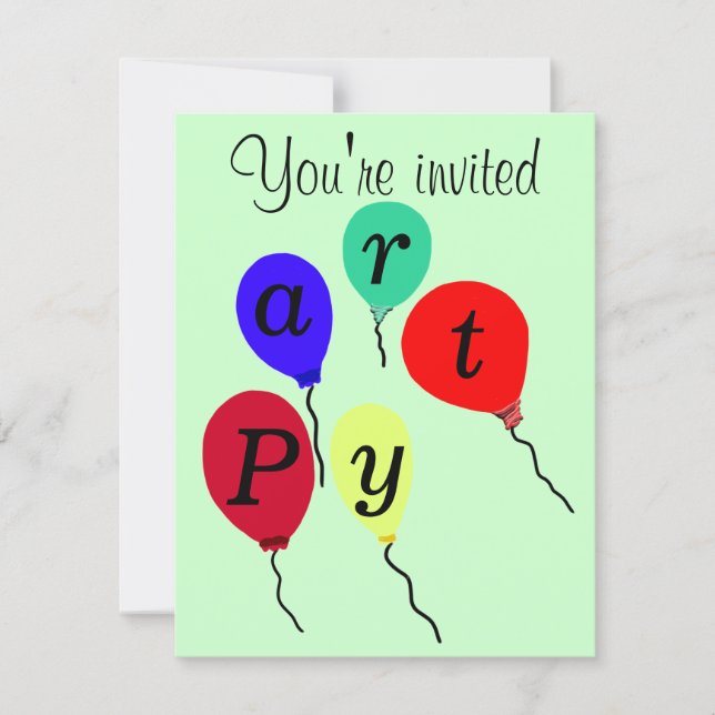 First Birthday Party Balloon Invitations CUSTOMIZE (Front)