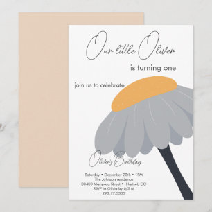 First Birthday Party Camomile Flower Cute Pastel Invitation