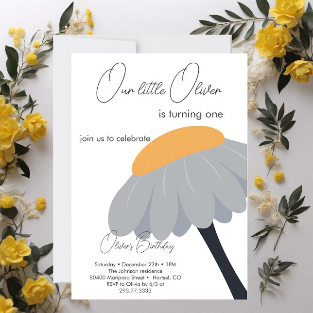 First Birthday Party Camomile Flower Cute Pastel Invitation (Creator Uploaded)