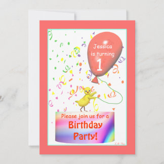 First Birthday Party Chicken Invitation