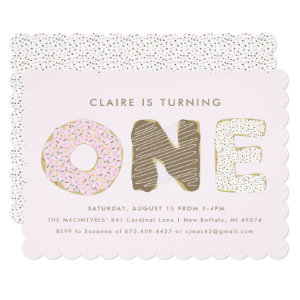 First Birthday Party Donut Theme Invitations