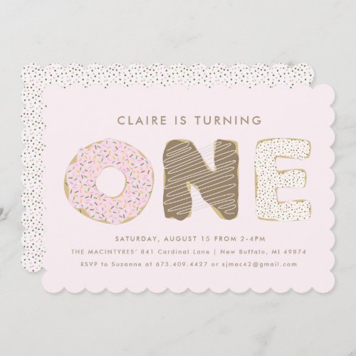 First Birthday Party Donut Theme Invitations