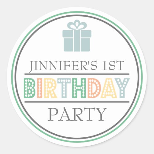 First Birthday Party Favor Sticker