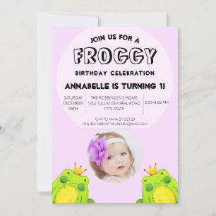 First Birthday Party Frog  Invitation