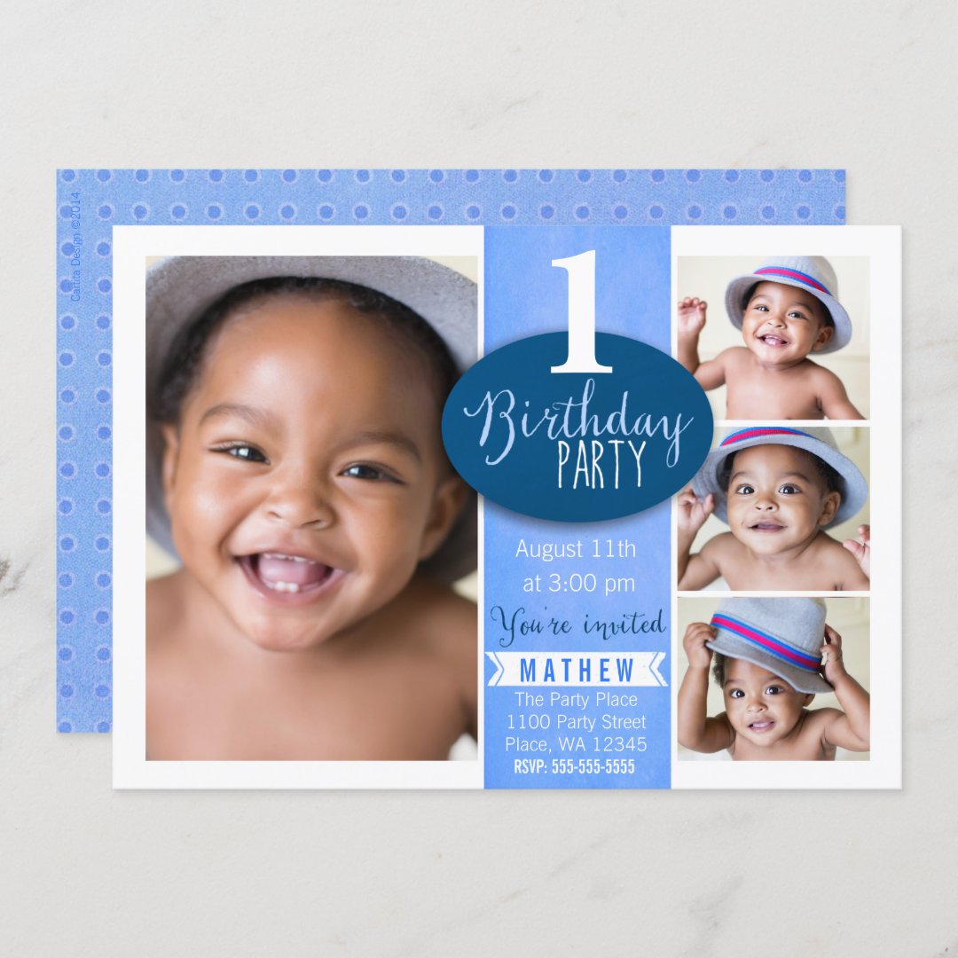 First Birthday Party Invitation Boy custom age Zazzle