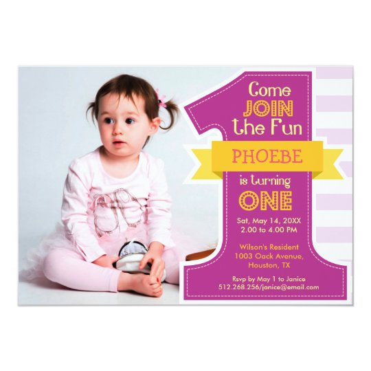 First Birthday Party Invitation Purple Girl | Zazzle.com