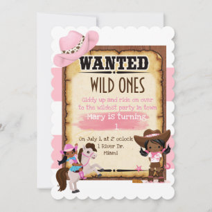 First birthday party invitation wild west cowgirls