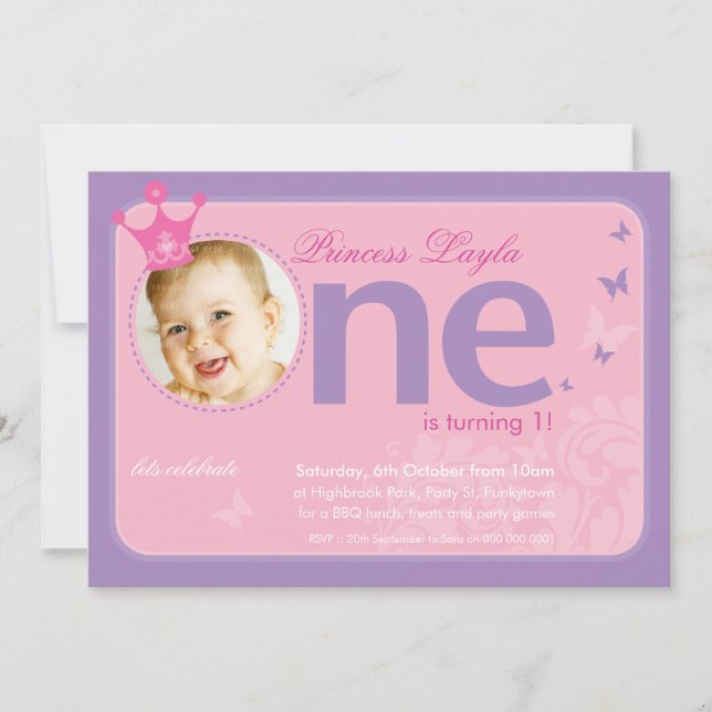 FIRST BIRTHDAY PARTY INVITES :: number one 2 (Front)