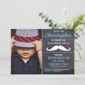 First birthday party, Mustache theme, photo Invitation (Standing Front)